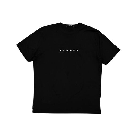 ★ STAMPD Spell Out Strike Logo Minimalist Black T-Shirt ★ - Picture 1 of 8